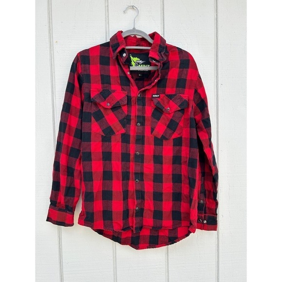 Mint Speed Shop Red Buffalo Plaid Button‎ Snap Flannel Shirt, Size S - Picture 1 of 7